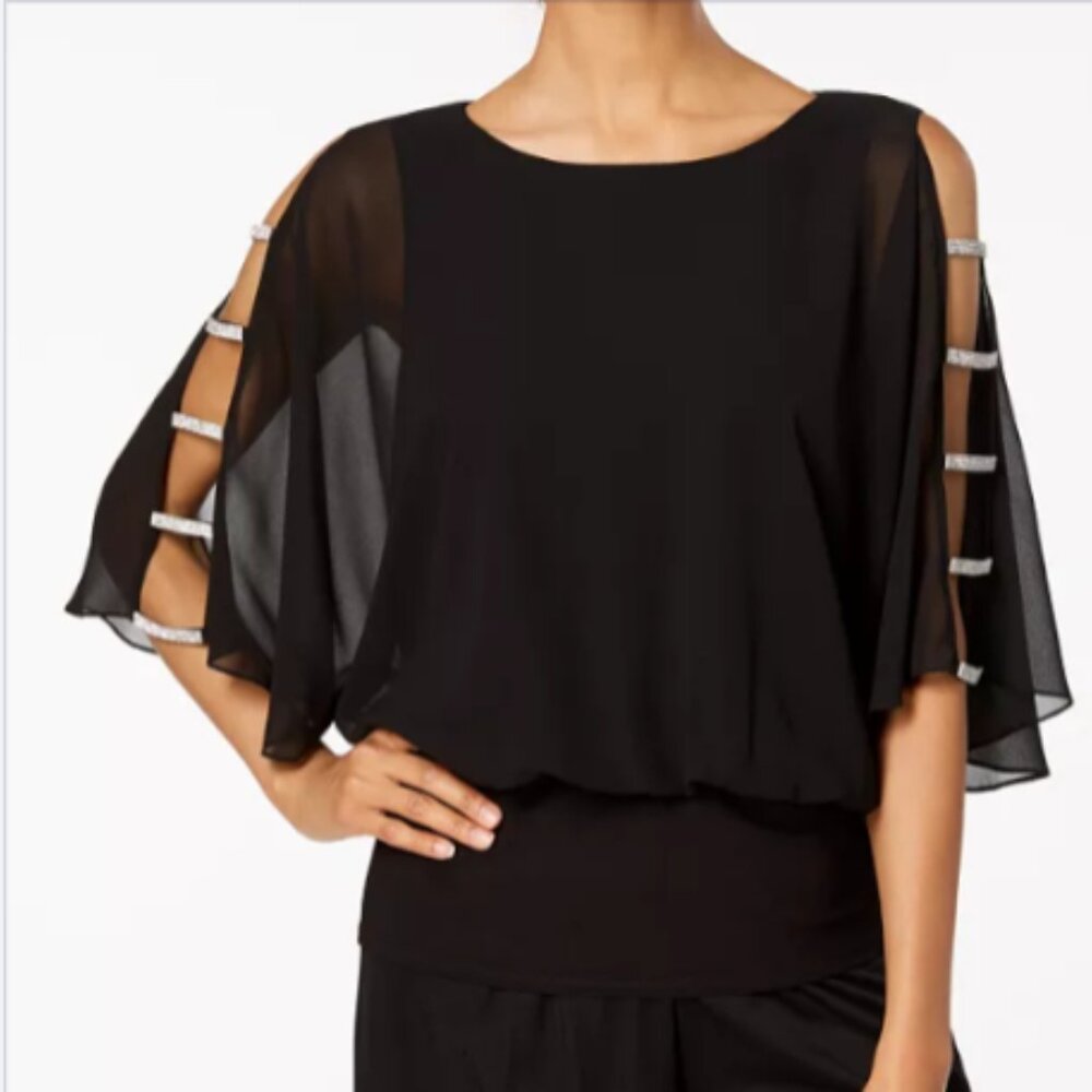 Prelude Rhinestone Open Sleeve Blouse - Size L